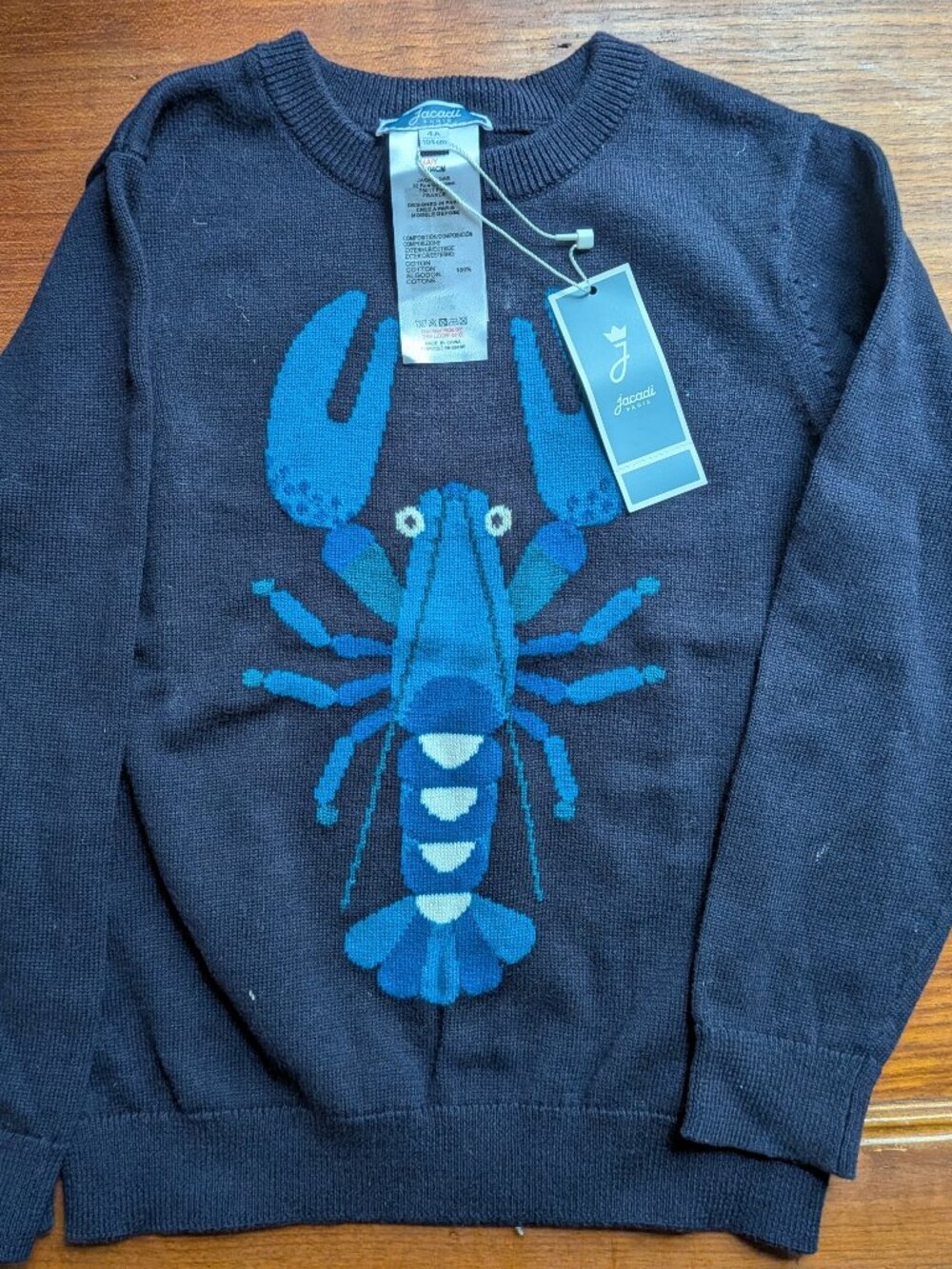 NWT Jacadi Paris Boys Navy Lobster Sweater 4T Nautical